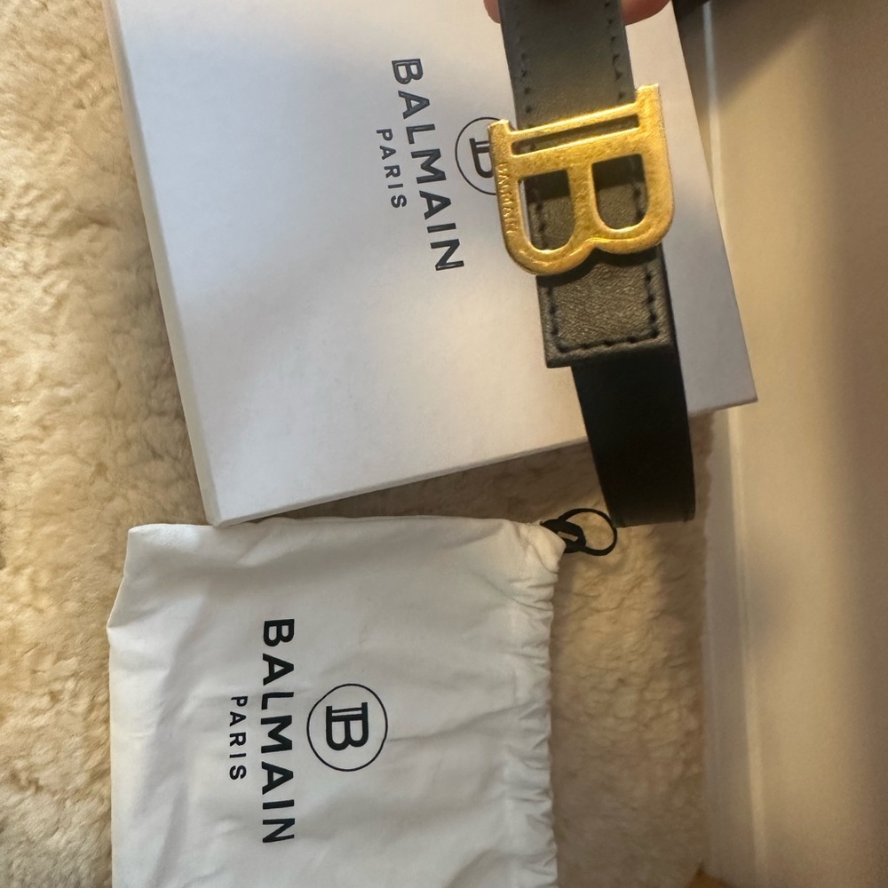 Balmain Black Belt Bag with Gold Logo